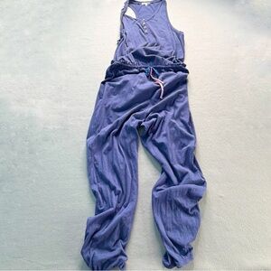 Sundry Racerback Jumpsuit Women’s 2 Medium Blue Jersey Knit Soft Loungewear Boho